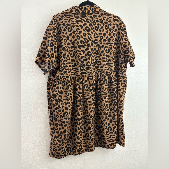 Missguided leopard print short sleeve button down smock shirtdress size 8 - Picture 8 of 9